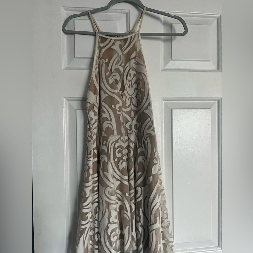 Agaci White Dress with Nude Underlay / Size: M